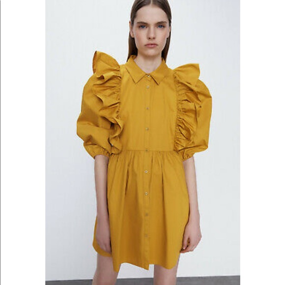 New ZARA RUFFLED VOLUMINOUS DRESS - Picture 12 of 17